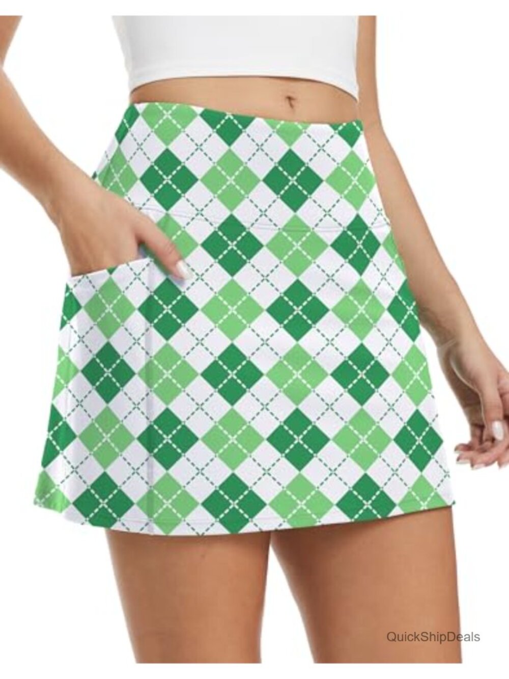 Women's 16" Golf Skort Built-In Shorts 4 Pockets Quick Dry Tennis Skirt